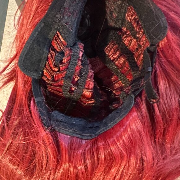 Ariel‑Inspired 30” Red Wig – Synthetic, With Bangs - Picture 4 of 6